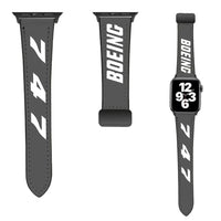 Thumbnail for Boeing 747 Flat Text leather apple watch band - grey