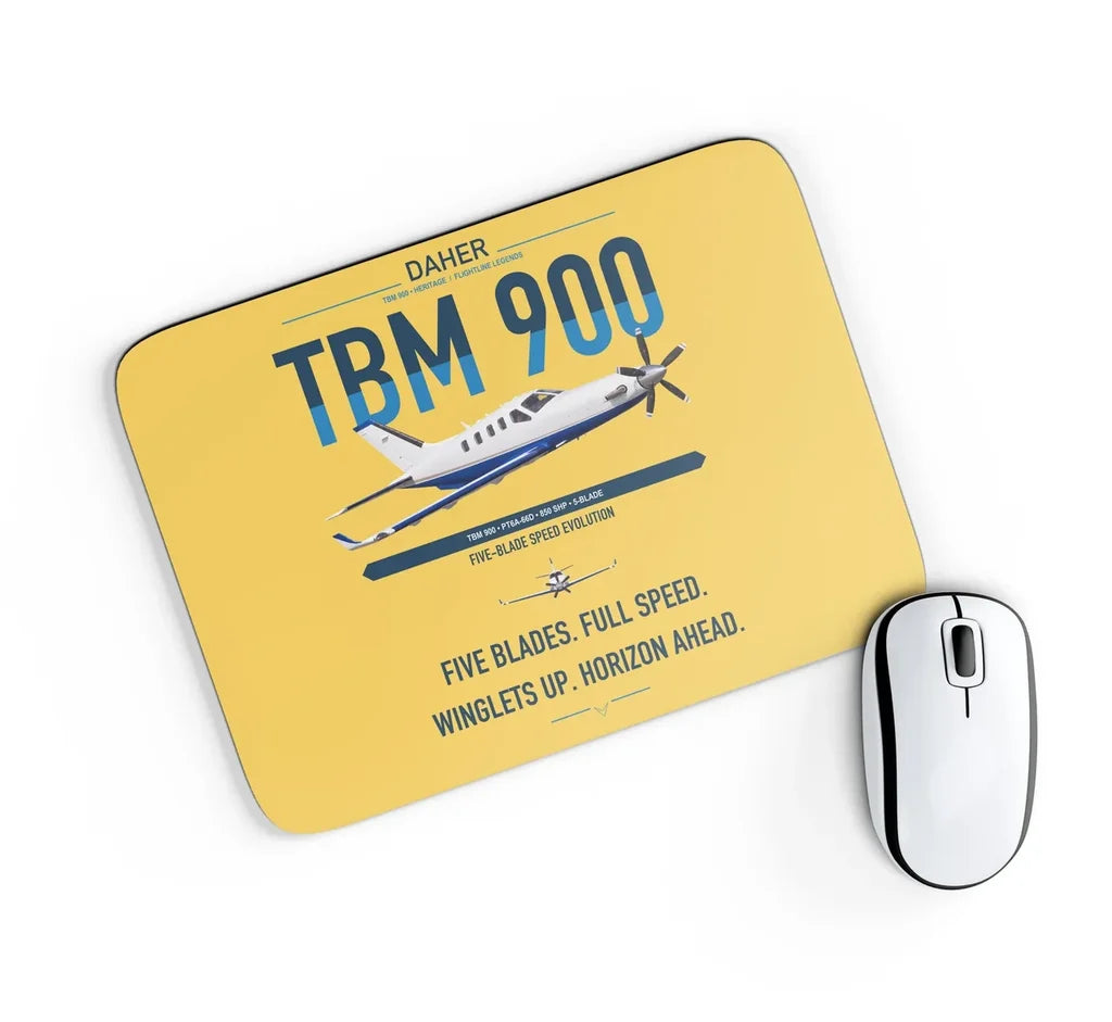 Daher TBM 900 design on yellow rectangle mouse pad