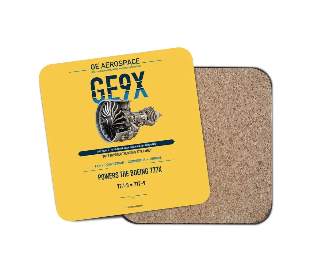 GE9X design on yellow 1 piece coaster
