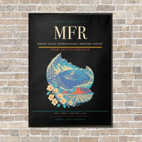 Thumbnail for Rogue Valley International–Medford Airport MFR vertical canvas print - framed - black background