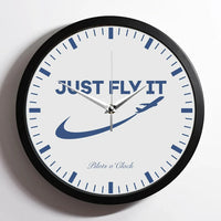Thumbnail for Just Fly IT 2 aviation design on premium wood and metal wall clock.