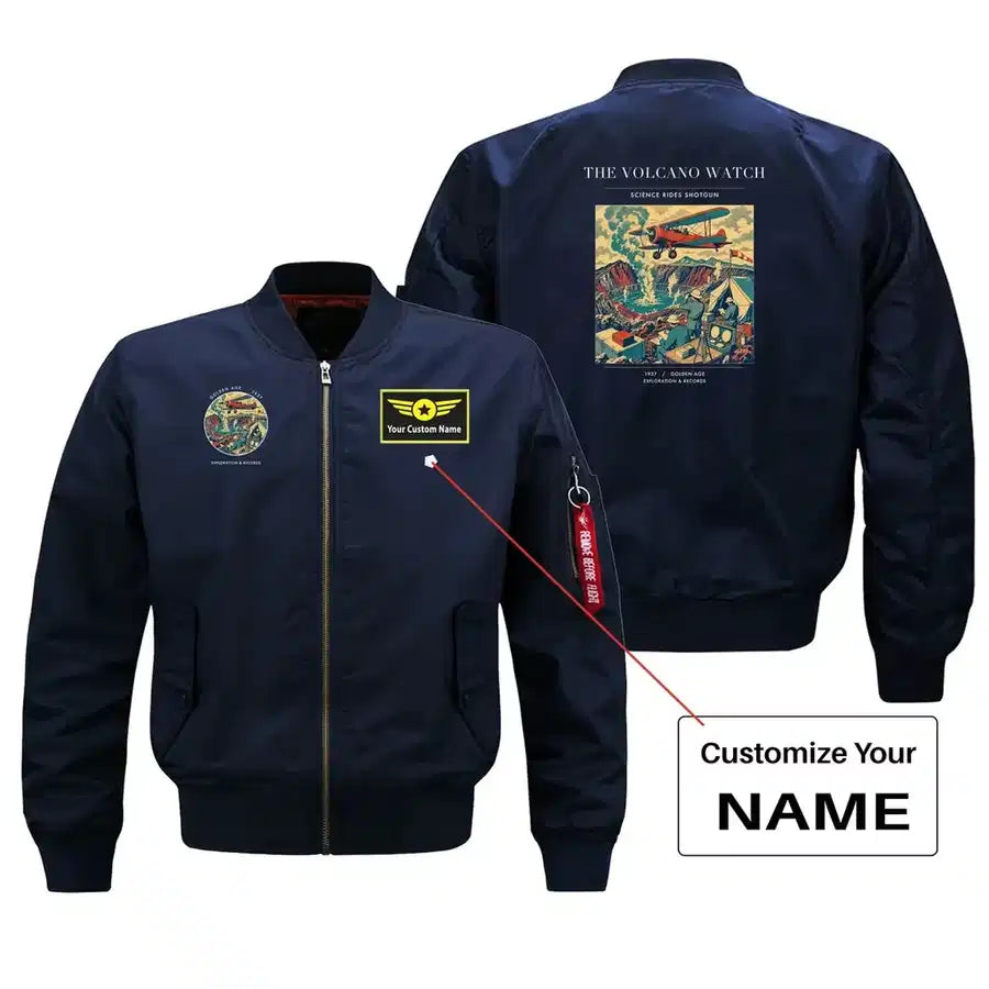 VINTAGE G4042 - The Volcano Watch - Bomber Jacket design on blue+name