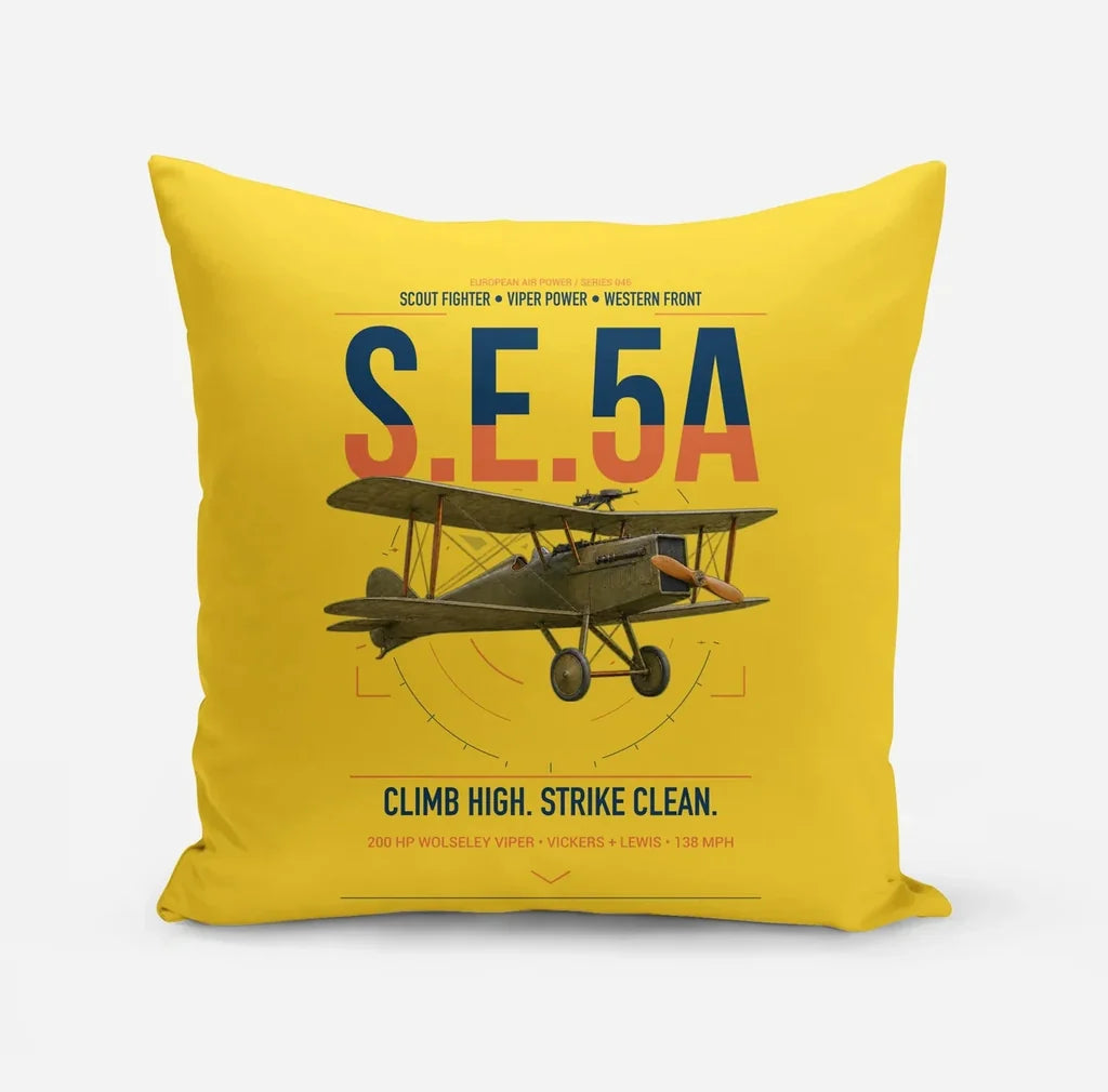 Royal Aircraft Factory S.E.5a design on yellow pillow