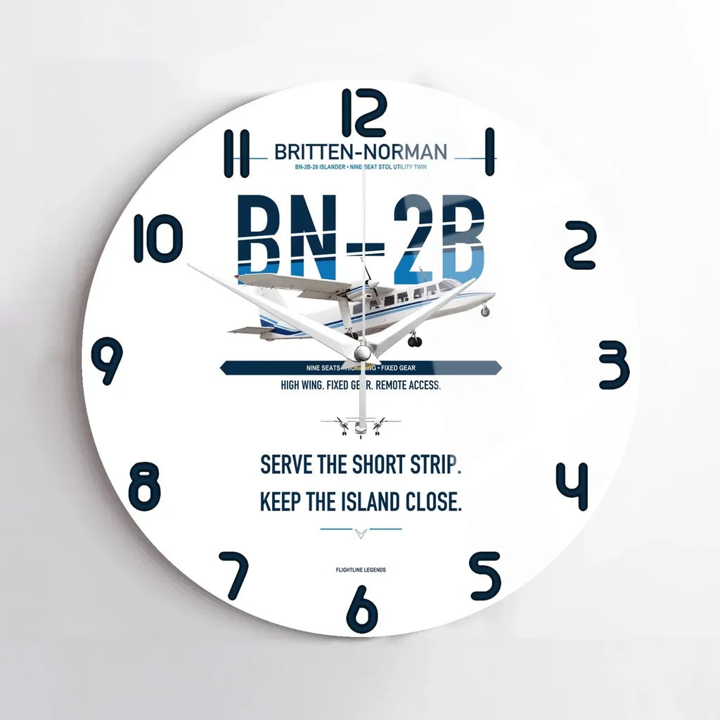 Britten-Norman BN-2B-26 Islander design on white no frame wall clock