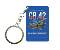 Thumbnail for Fiat CR.42 Falco design on blue designed key chain, double-side print