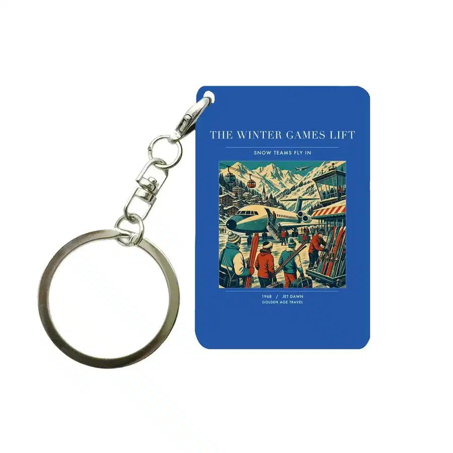VINTAGE G4130 - The Winter Games Lift - Designed Key Chain design on blue