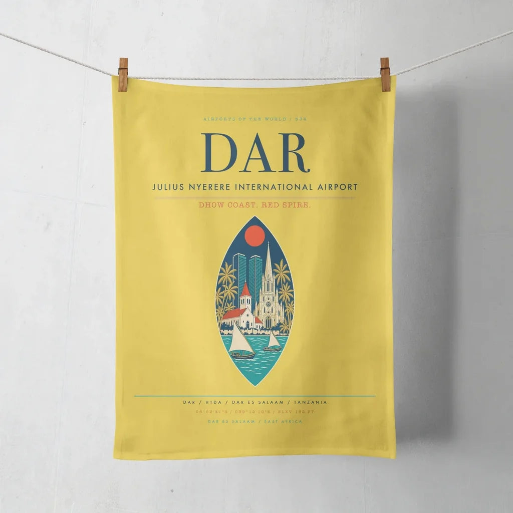 Julius Nyerere International Airport (DAR) design on yellow towel