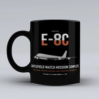 Thumbnail for E-8C Joint STARS design on black ceramic mug, double-side print