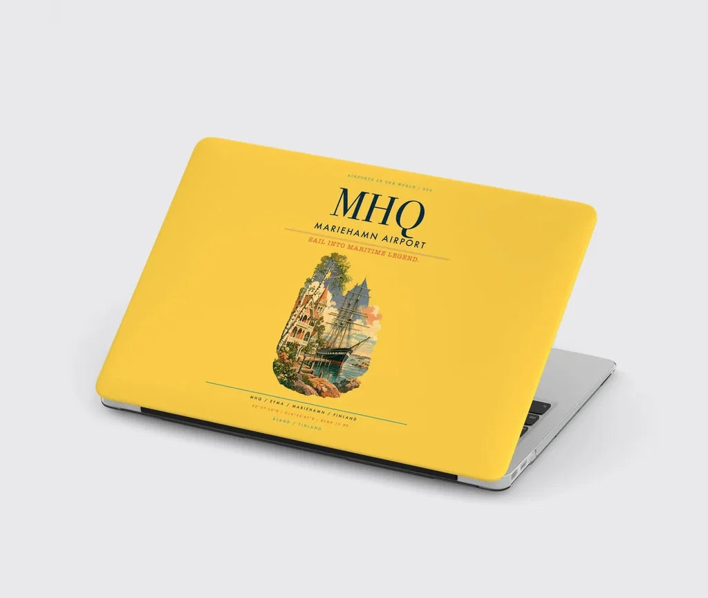 Mariehamn Airport (MHQ) design on yellow MacBook case