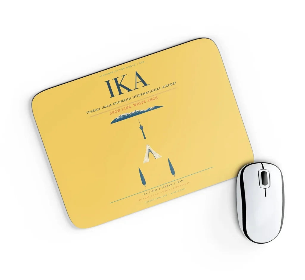 Tehran Imam Khomeini International Airport (IKA) design on yellow rectangle mouse pad