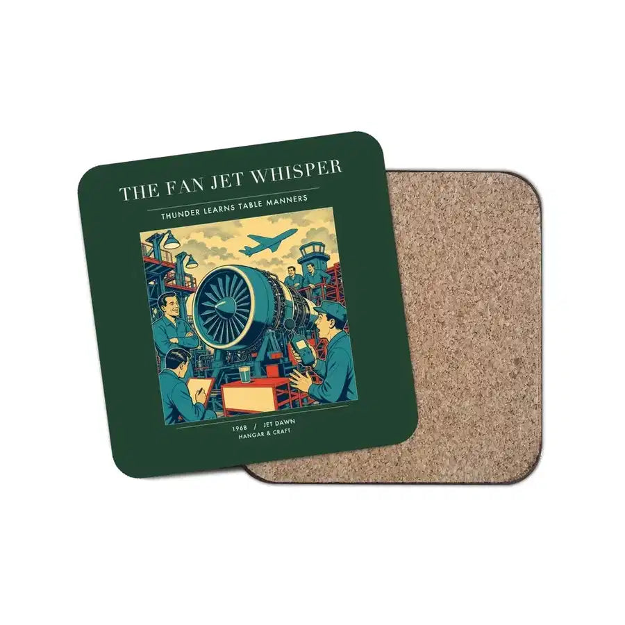 The Fan Jet Whisper - Designed Coasters design on dark green 1-piece
