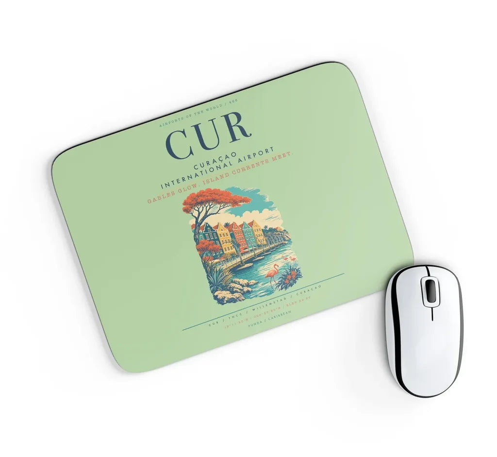 Curaçao International Airport (CUR) design on light green rectangle mouse pad
