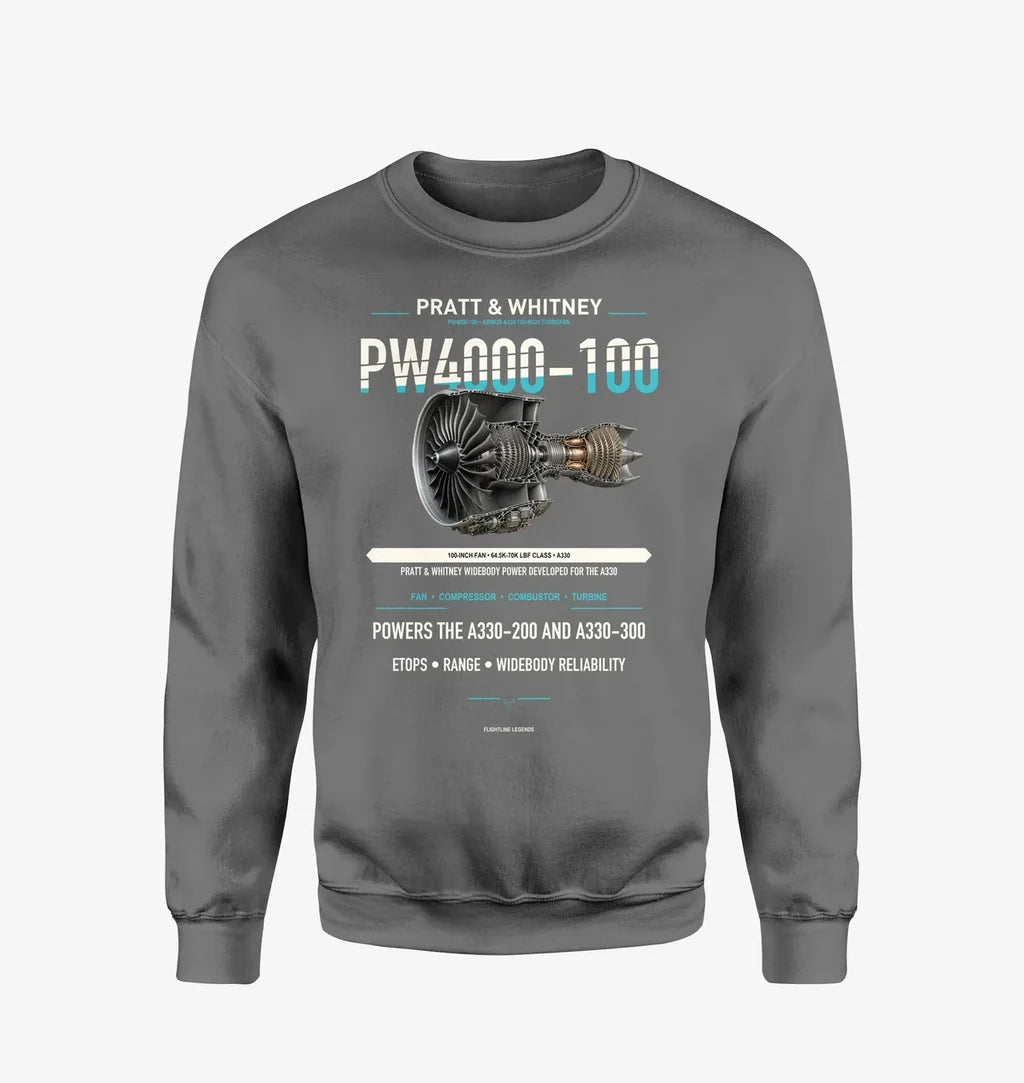 PW4000-100 design on gray sweatshirt