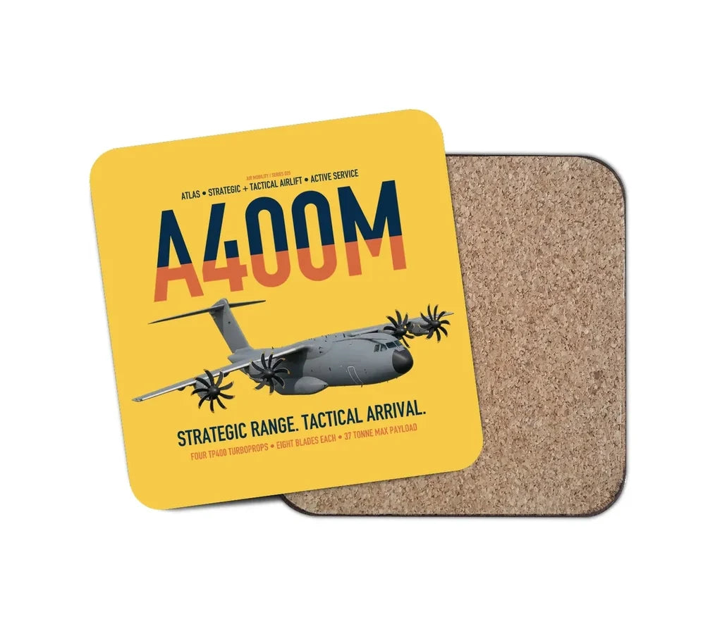 Airbus A400M Atlas design on yellow 1 piece coaster
