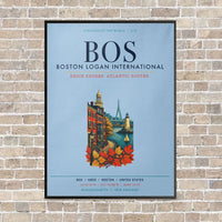 Thumbnail for Boston Logan International Airport BOS vertical canvas print - framed - light blue background