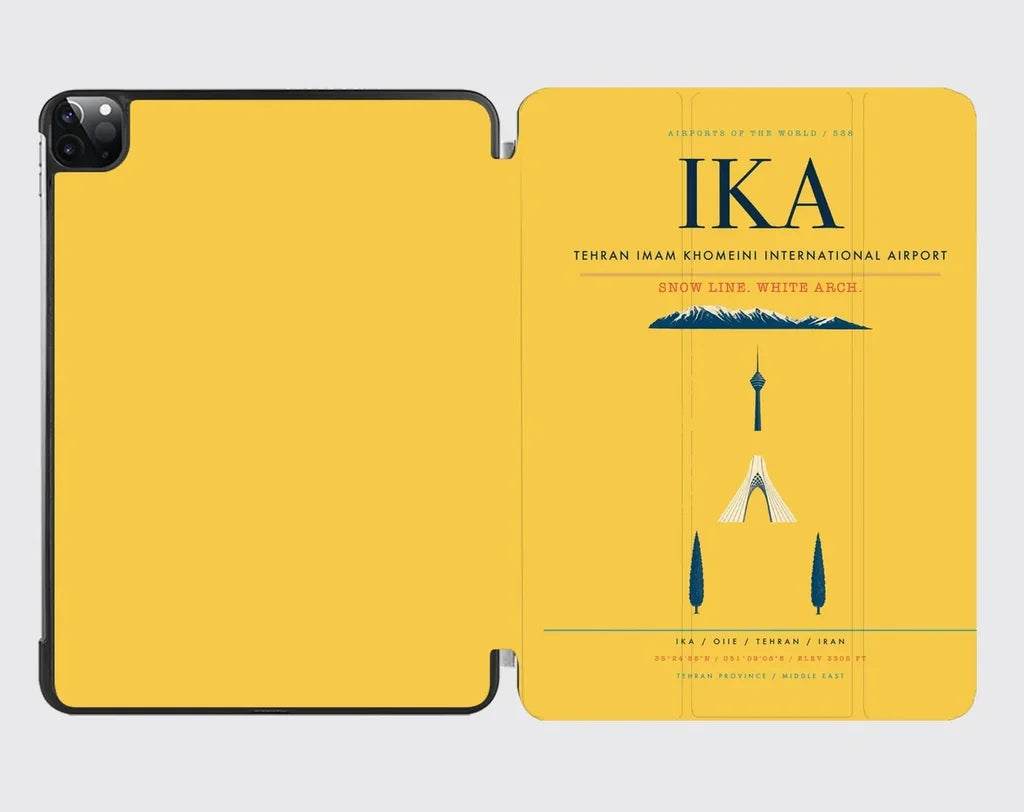 Tehran Imam Khomeini International Airport (IKA) design on yellow ipad tablet case