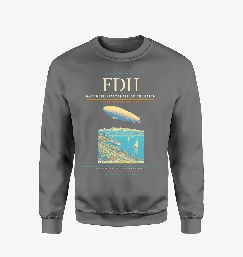 Bodensee-Airport Friedrichshafen (FDH) design on gray sweatshirt