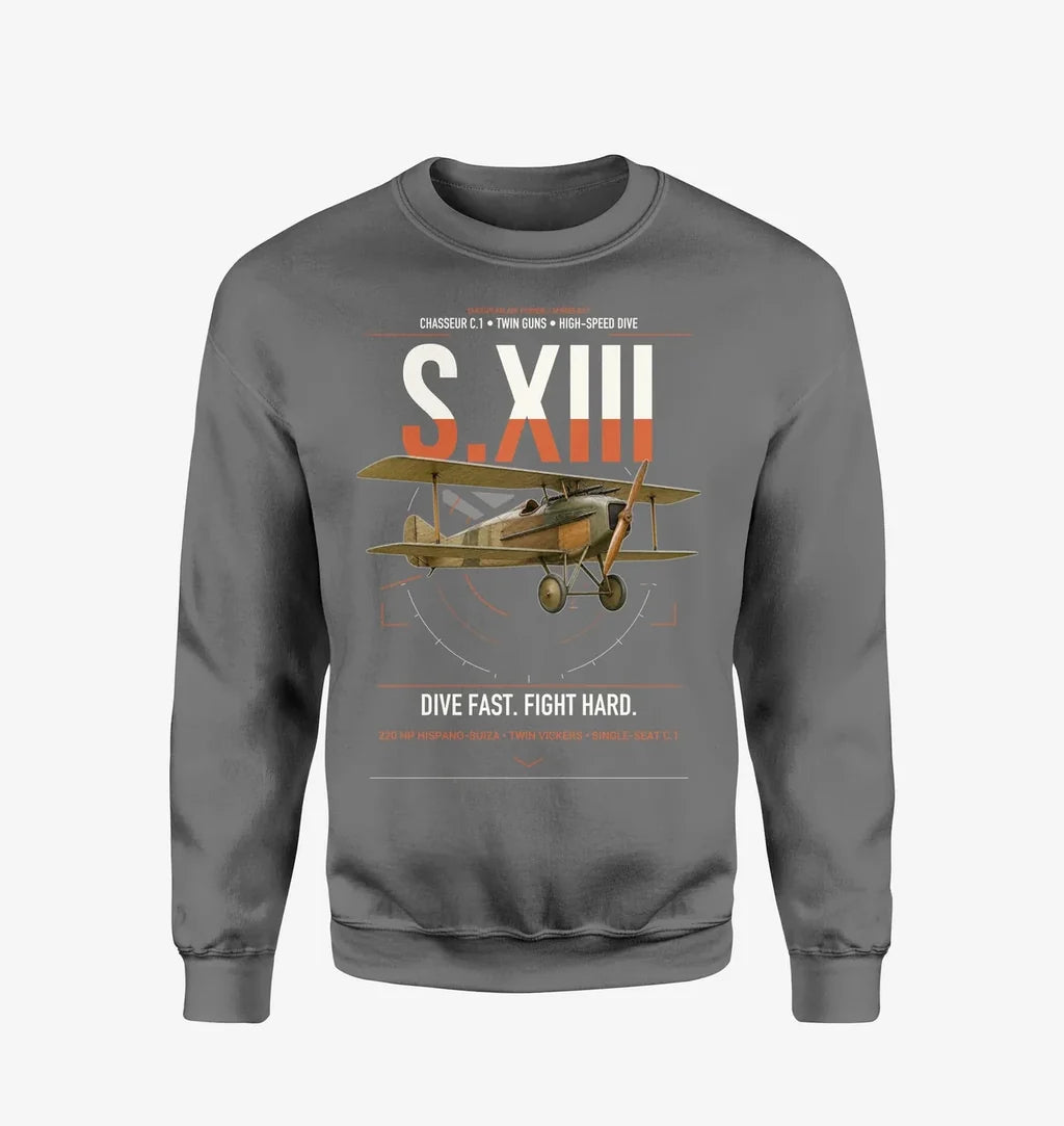 SPAD S.XIII C.1 design on gray sweatshirt