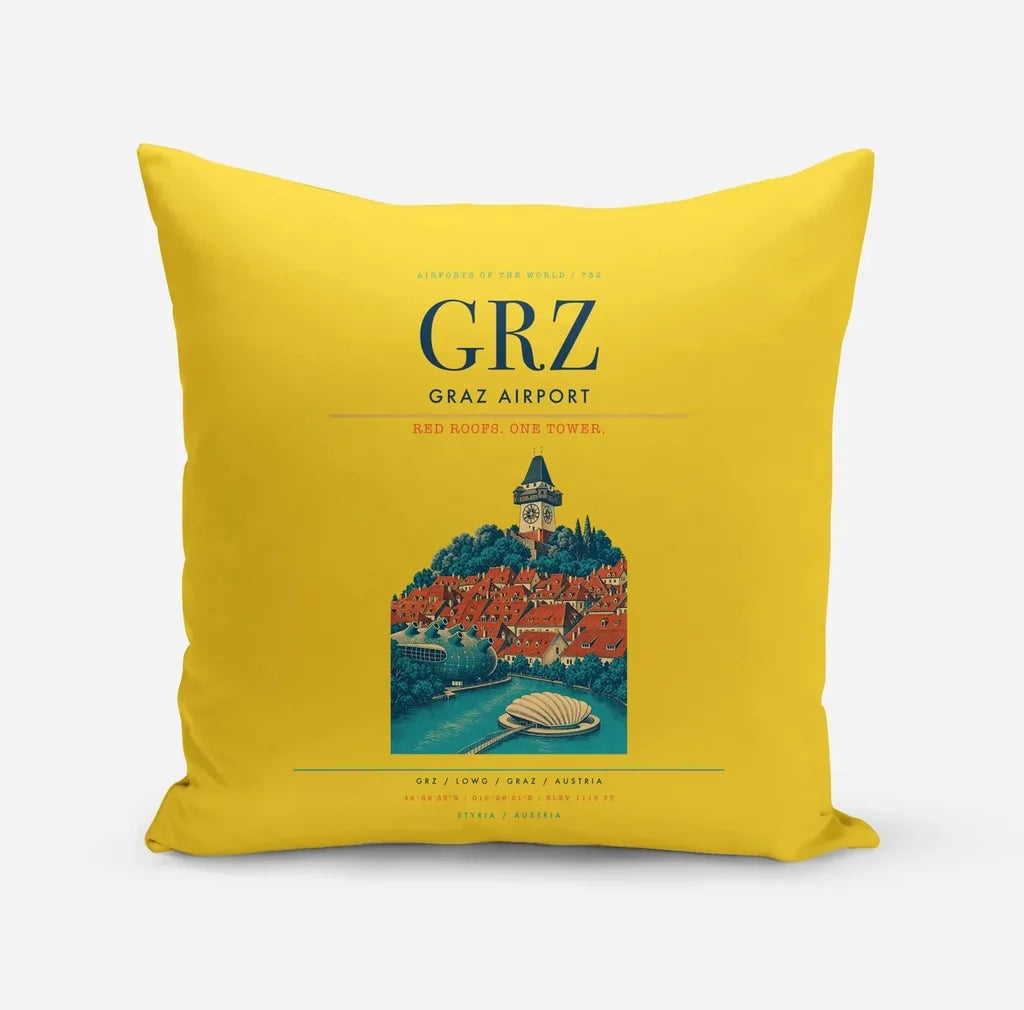 Graz Airport (GRZ) design on yellow pillow