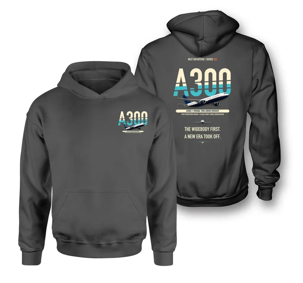 Airbus A300B2 design on dark gray hoodie