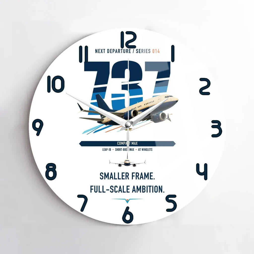 Boeing 737 MAX 7 design on white no frame wall clock
