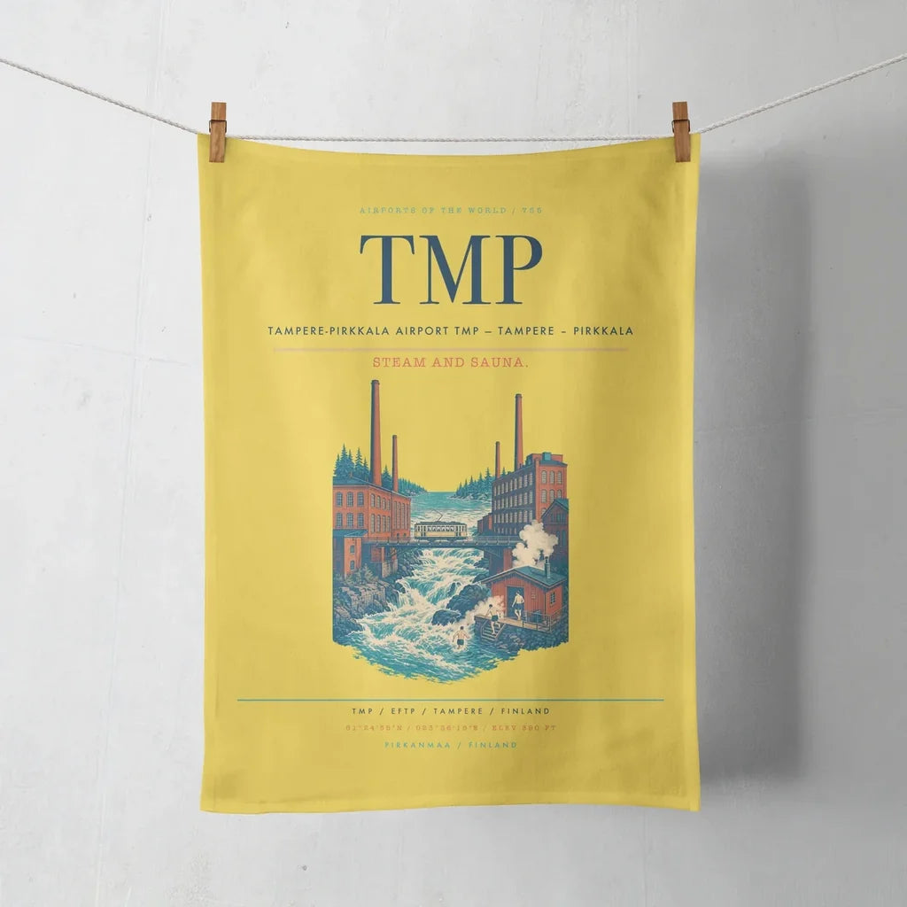 Tampere-Pirkkala Airport (TMP) design on yellow towel