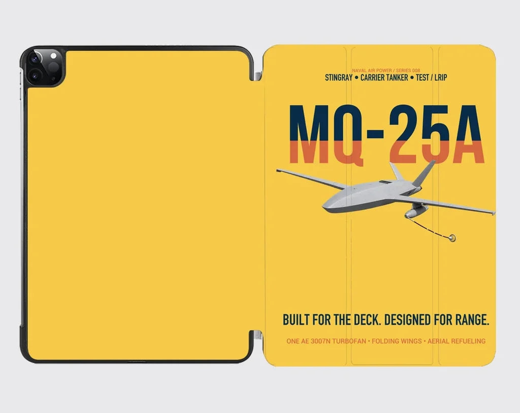MQ-25A STINGRAY design on yellow ipad tablet case