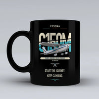 Thumbnail for Cessna 150M design on black ceramic mug, double-side print