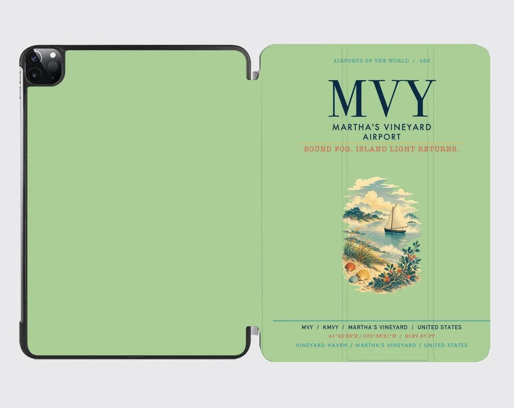 Martha's Vineyard Airport (MVY) design on light green ipad tablet case