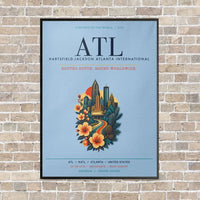 Thumbnail for Hartsfield-Jackson Atlanta International Airport ATL vertical canvas print - framed - light blue background