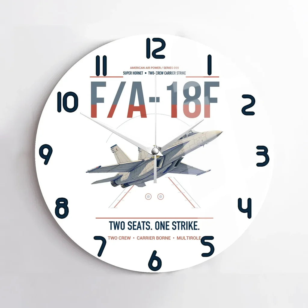 F-A-18F Super Hornet design on white no frame wall clock