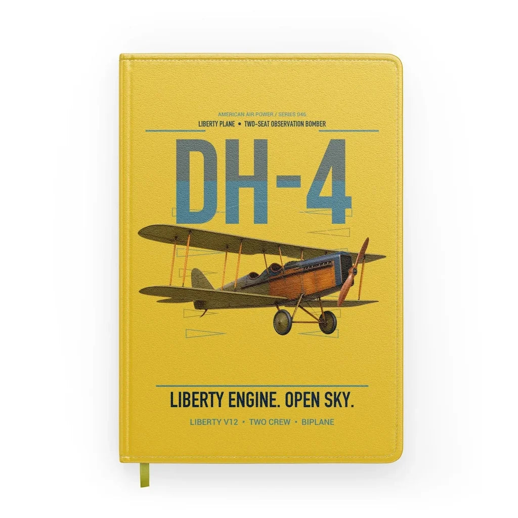 Airco DH-4 Liberty Plane design on yellow notebook