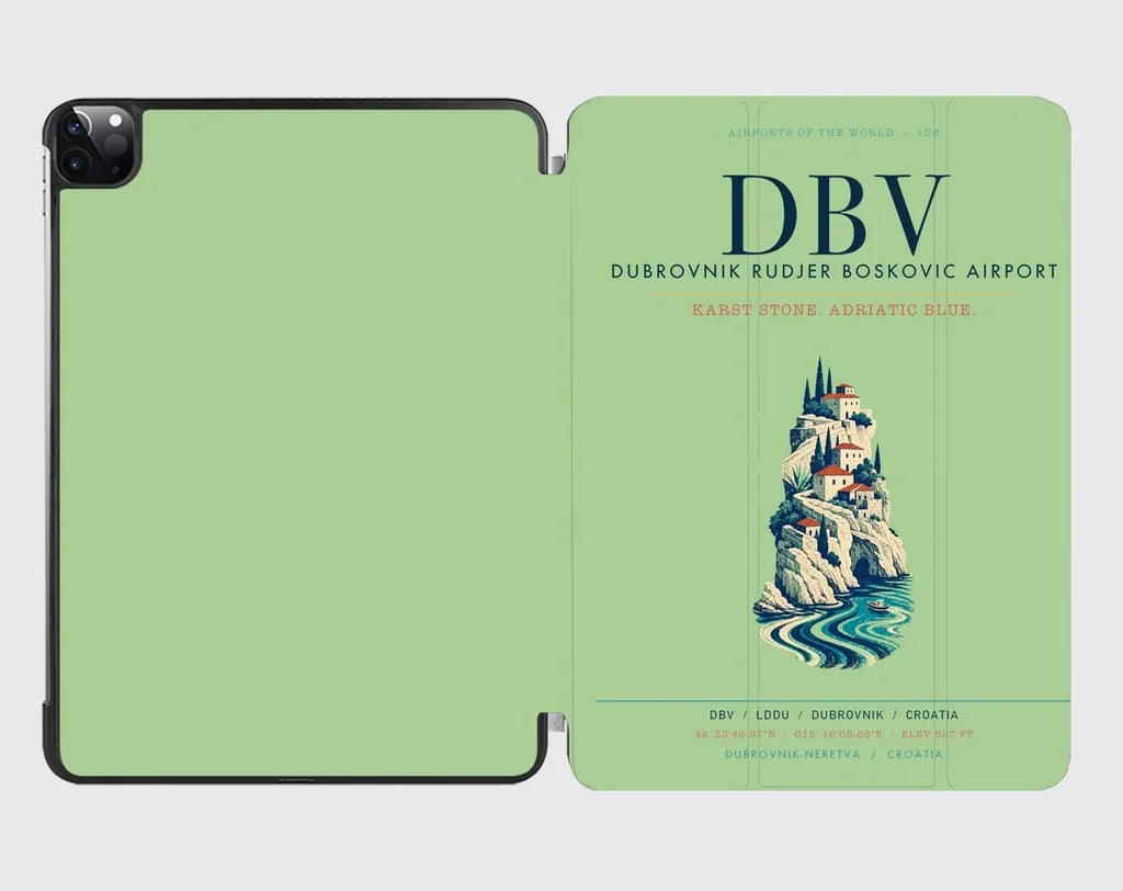 Dubrovnik Ruđer Bošković Airport (DBV) design on light green ipad tablet case