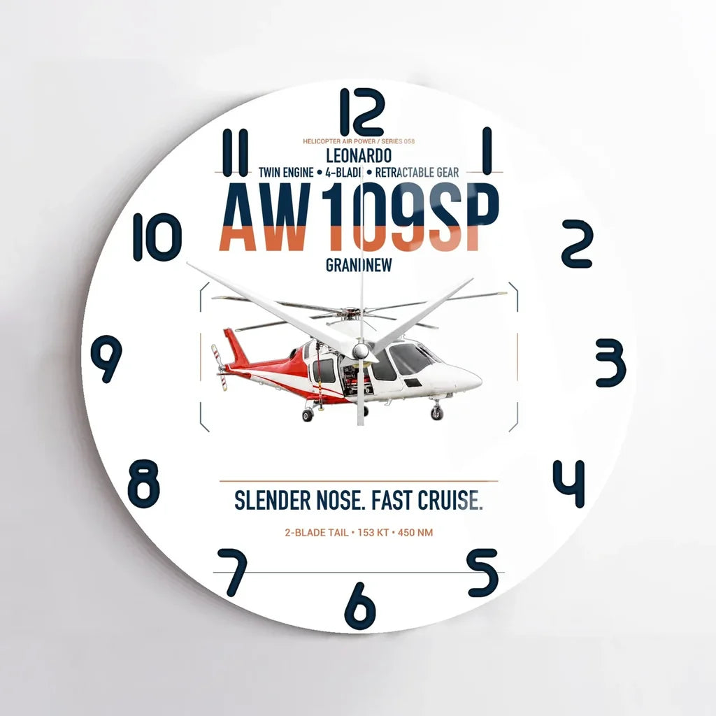 Leonardo AW109SP GrandNew design on white no frame wall clock