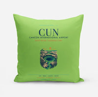 Thumbnail for Cancún International Airport (CUN) design on light green pillow