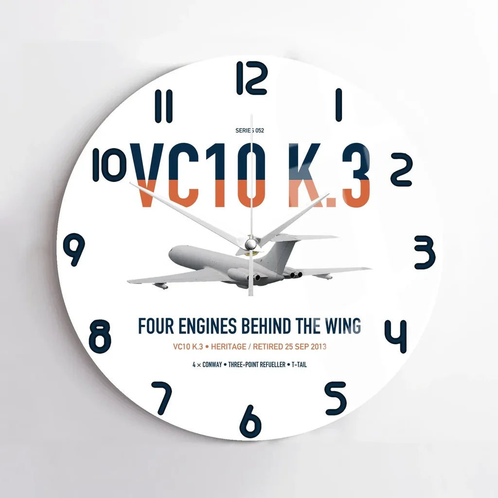 Vickers VC10 K.3 design on white no frame wall clock