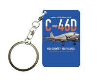 Thumbnail for C-46D Commando design on blue designed key chain, double-side print