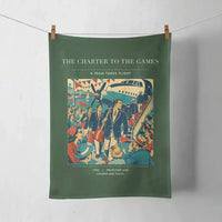 Thumbnail for VINTAGE G4103 - The Charter To The Games - Designed Towels design on darkgreen