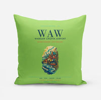 Thumbnail for Warsaw Chopin Airport (WAW) design on light green pillow