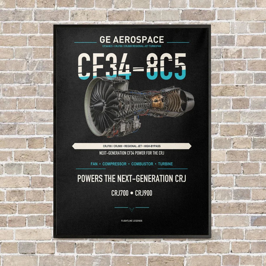 CF34-8C5 vertical canvas print - framed - black background