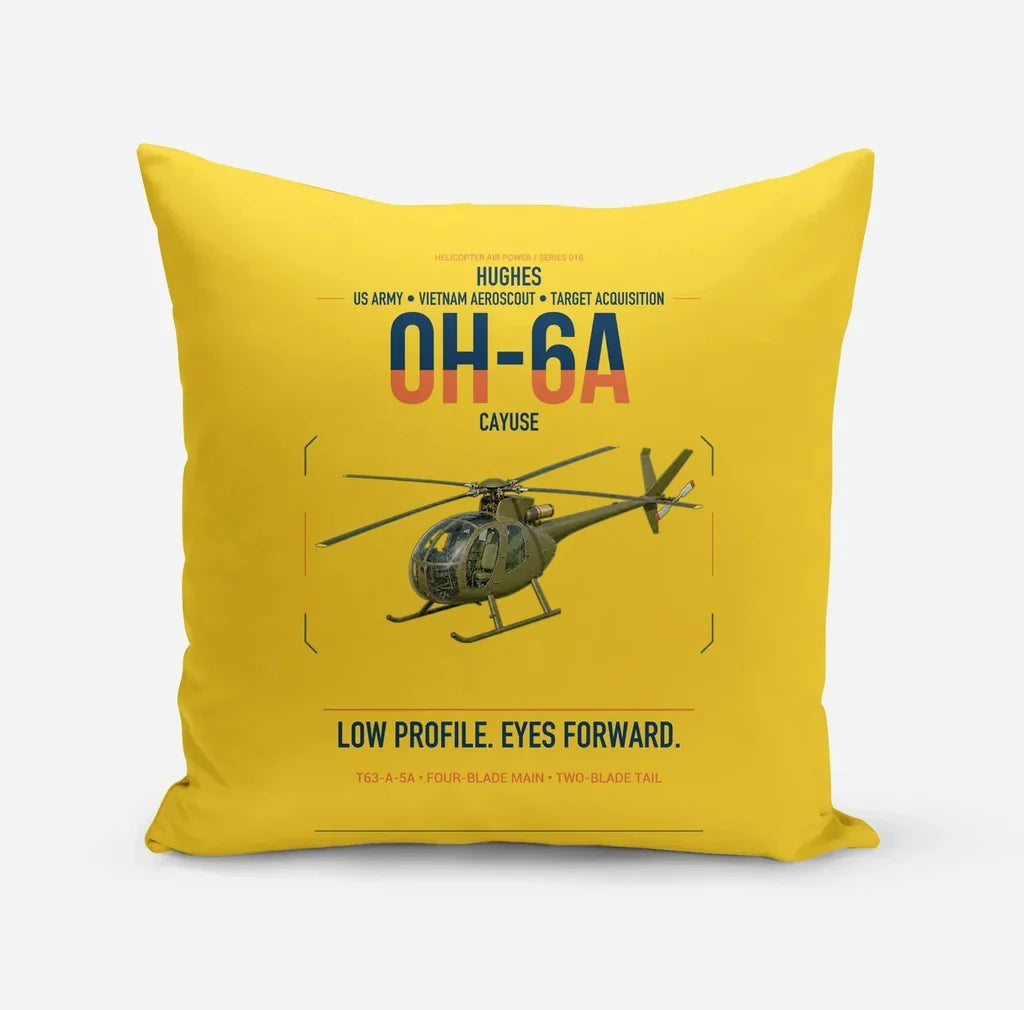 Hughes OH-6A Cayuse design on yellow pillow
