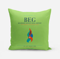 Thumbnail for Belgrade Nikola Tesla Airport (BEG) design on light green pillow