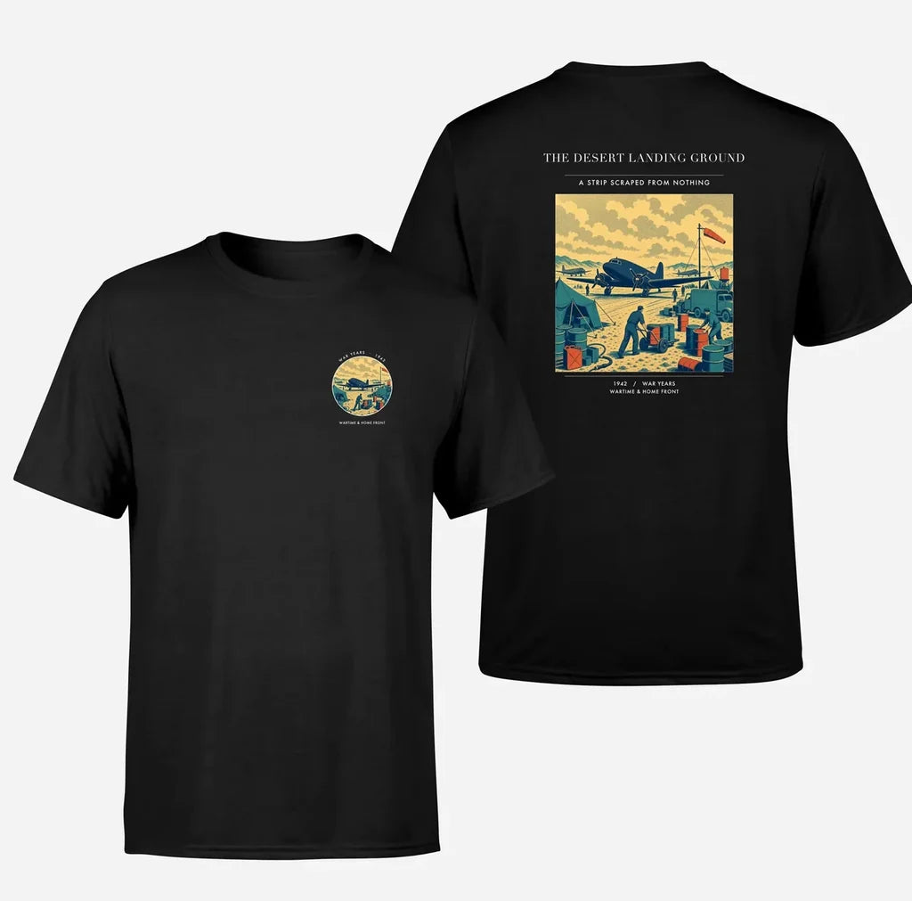 VINTAGE G4517 - The Desert Landing Ground - Double-Side T-Shirt design on black double side t shirt