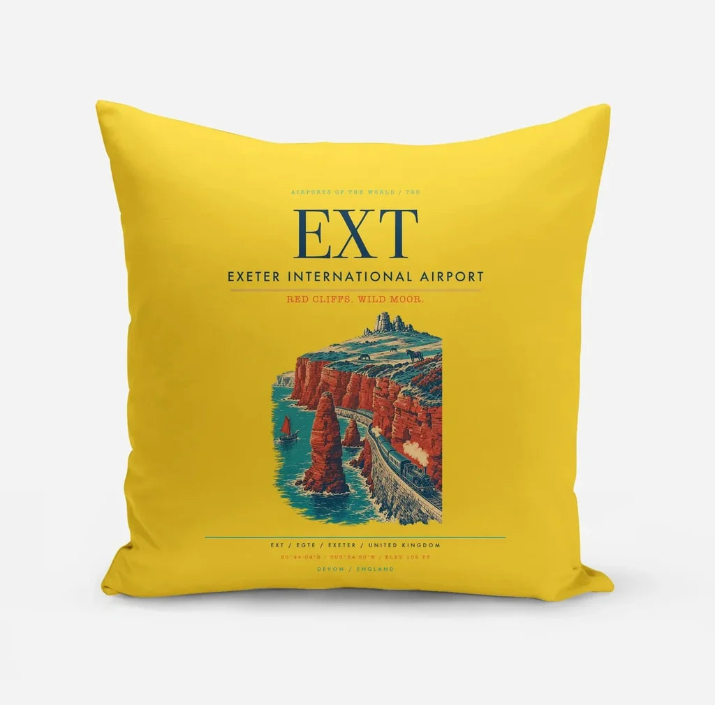 Exeter International Airport (EXT) design on yellow pillow