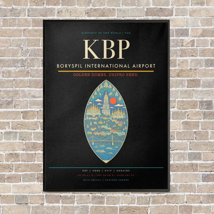 Boryspil International Airport KBP - Canvas Framed - Black