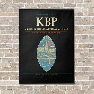 Boryspil International Airport KBP - Canvas Framed - Black