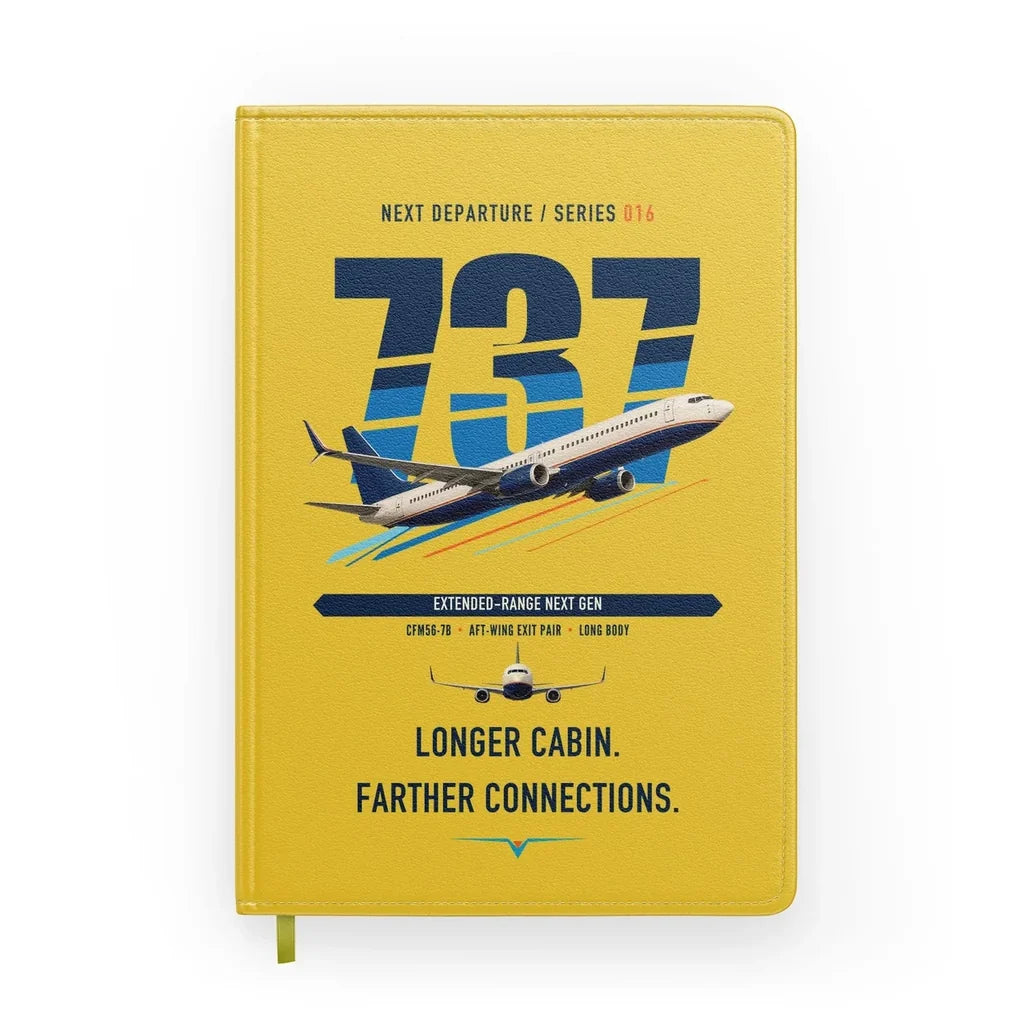 Boeing 737-900ER design on yellow notebook
