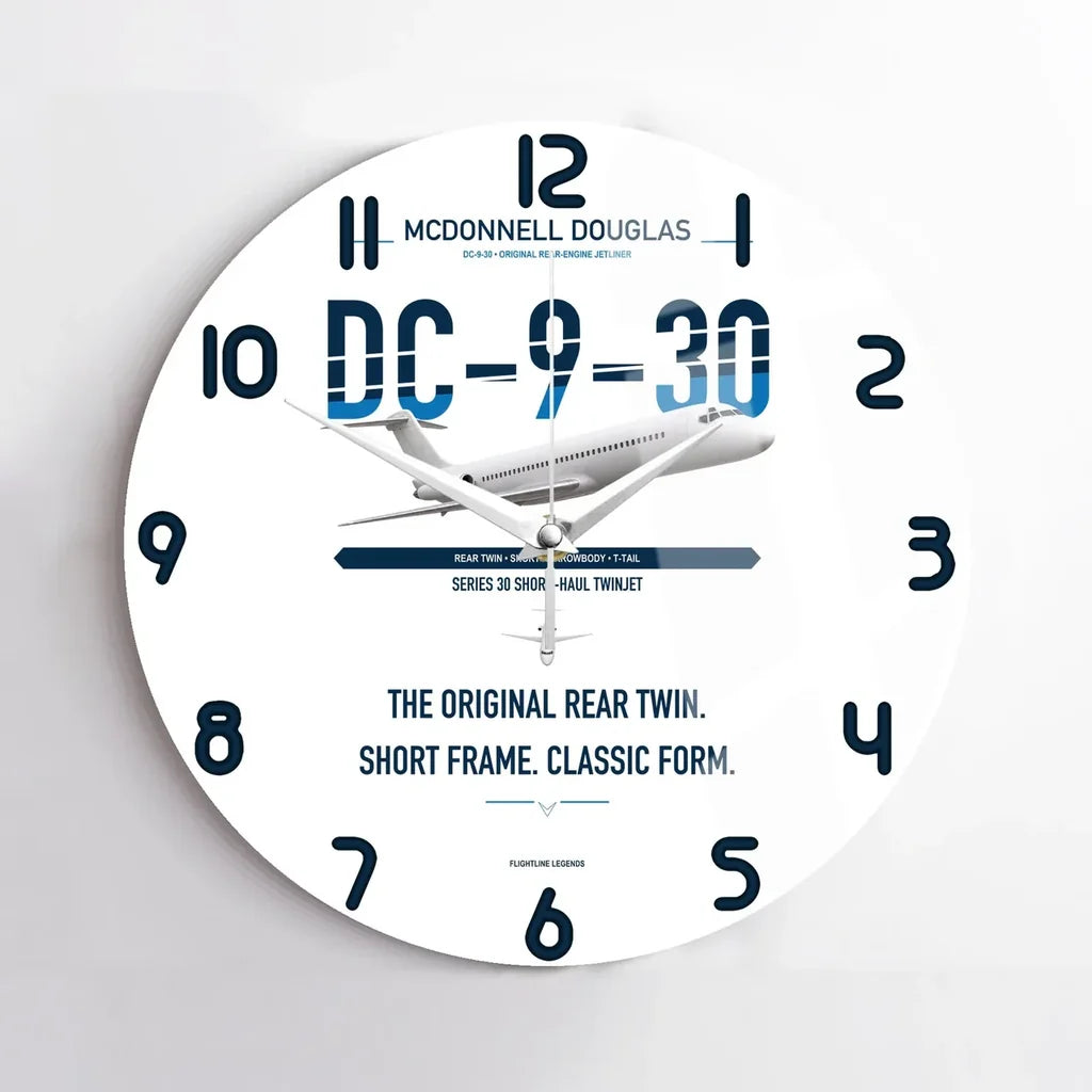 McDonnell Douglas DC-9-30 design on white no frame wall clock