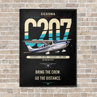 Thumbnail for Cessna T207A Stationair 8 vertical canvas print - framed - black background
