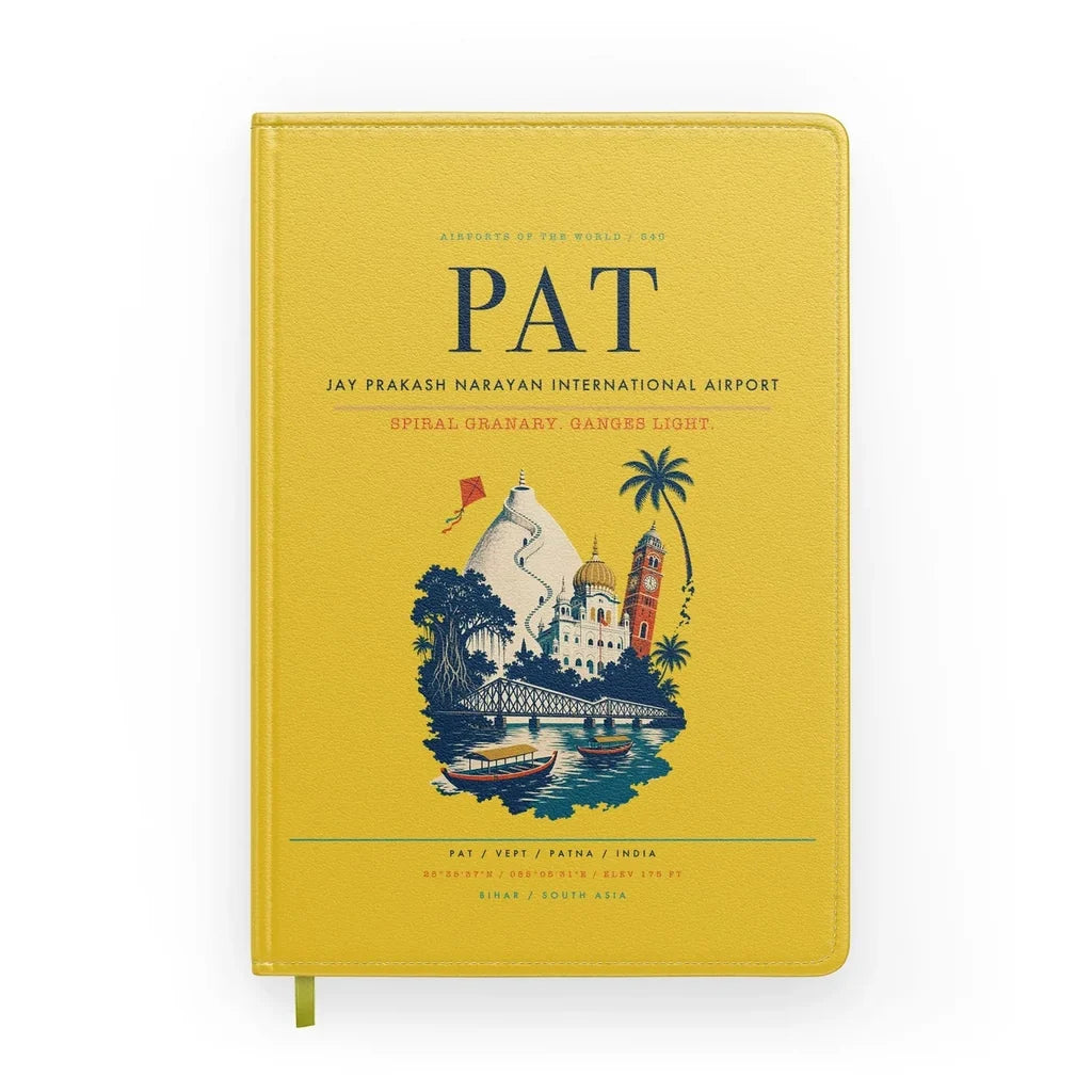 Jay Prakash Narayan International Airport (PAT) design on yellow notebook